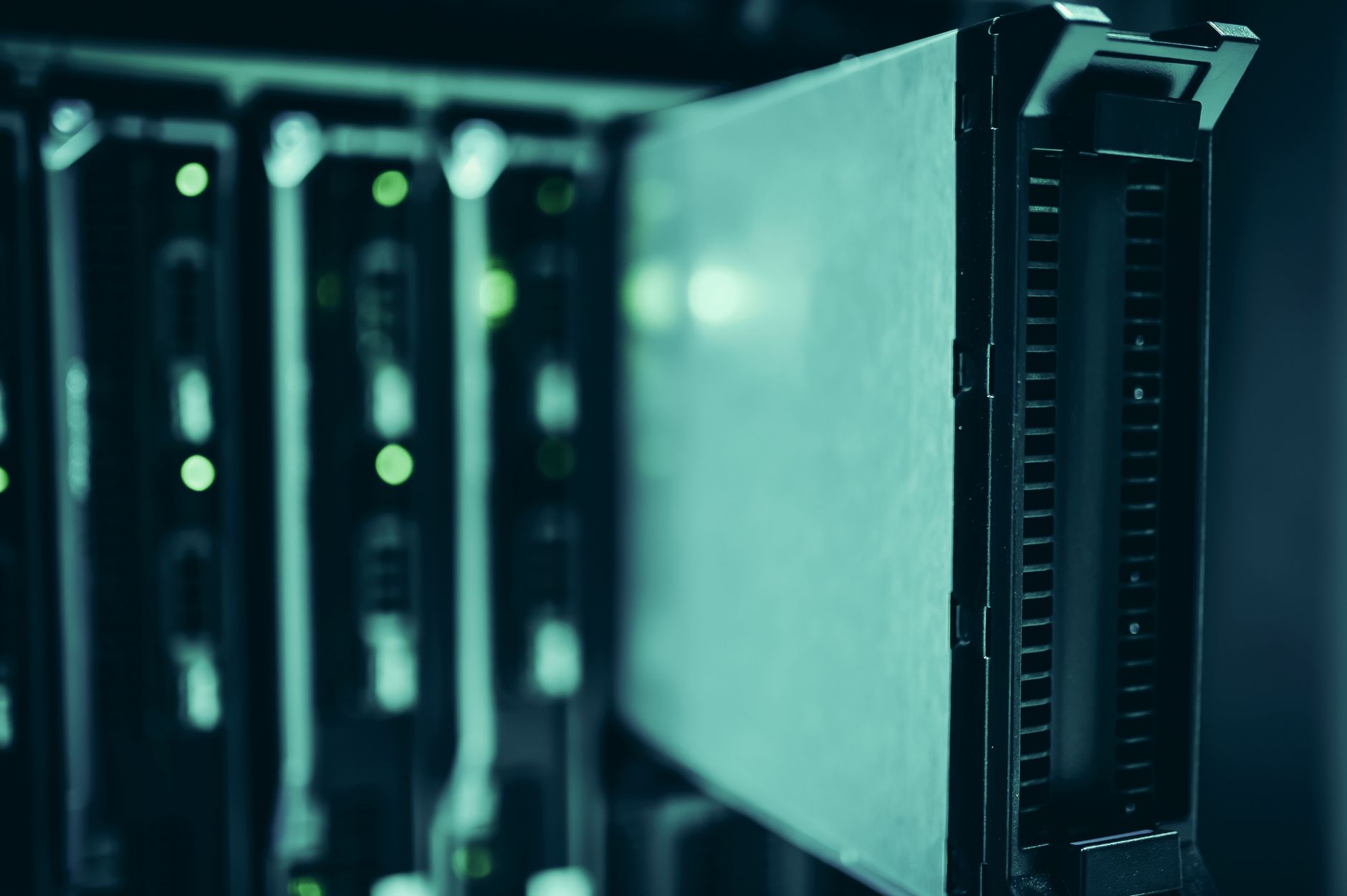 data center server racks with active equipment