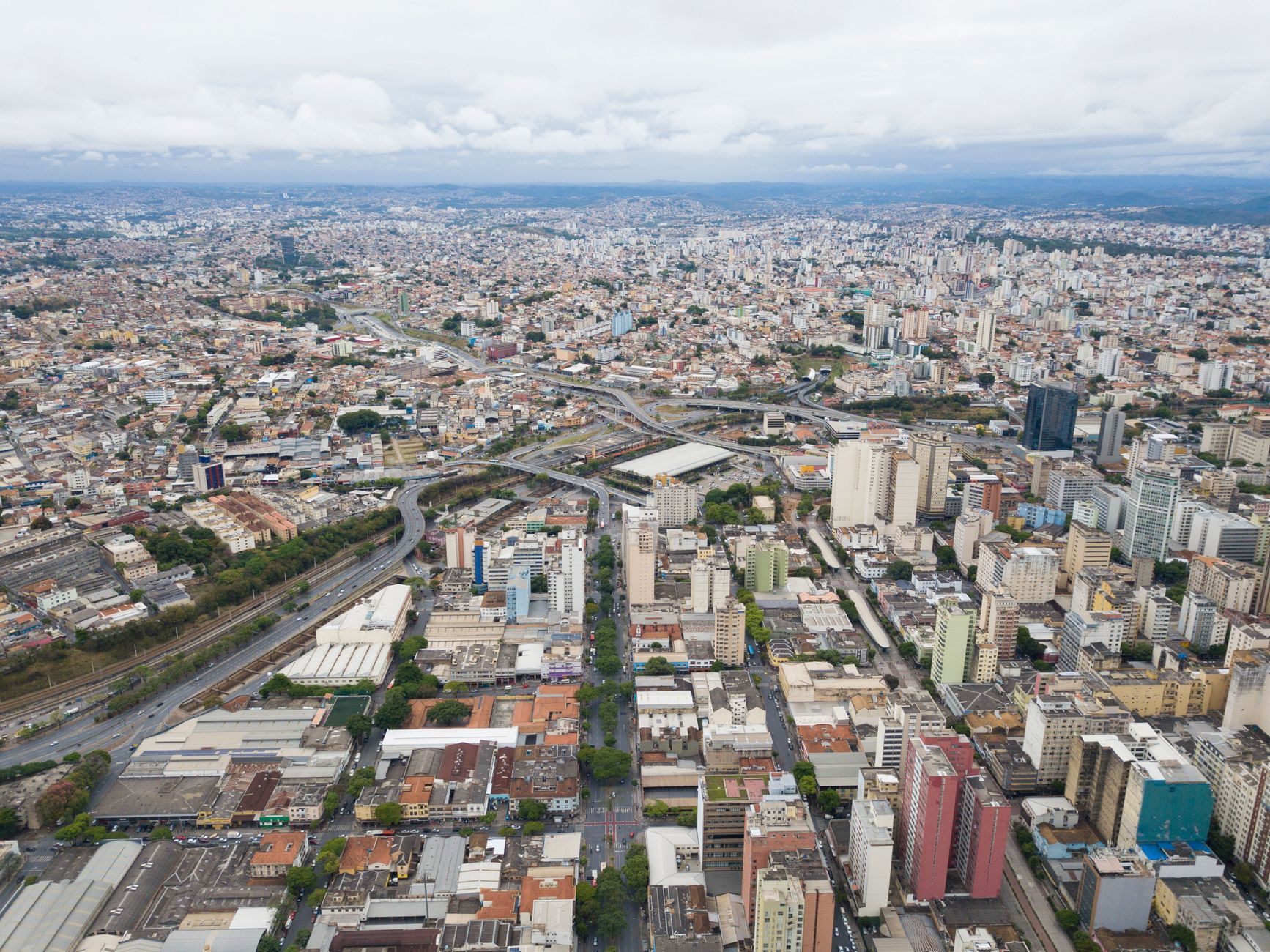 aerial view of city buildings
